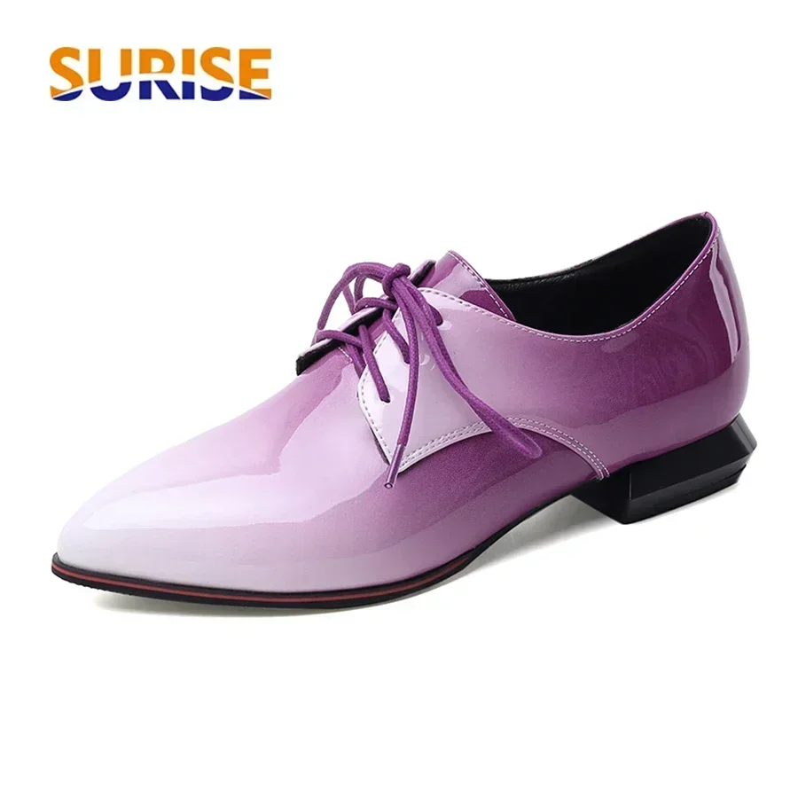 Oxford Brogue Leather - Wanita Inggris Oxford Gradien Merah Ungu