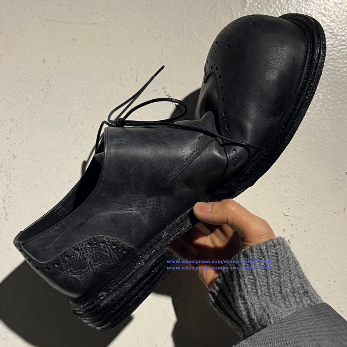 Sepatu Pria Kulit Hitam Vintag - Oxford Brogue Leather ulasan dan harga