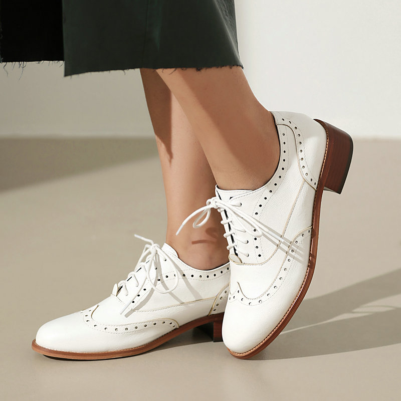 Sepatu Brogue Oxford Wanita Be - Oxford Brogue Leather ulasan dan harga