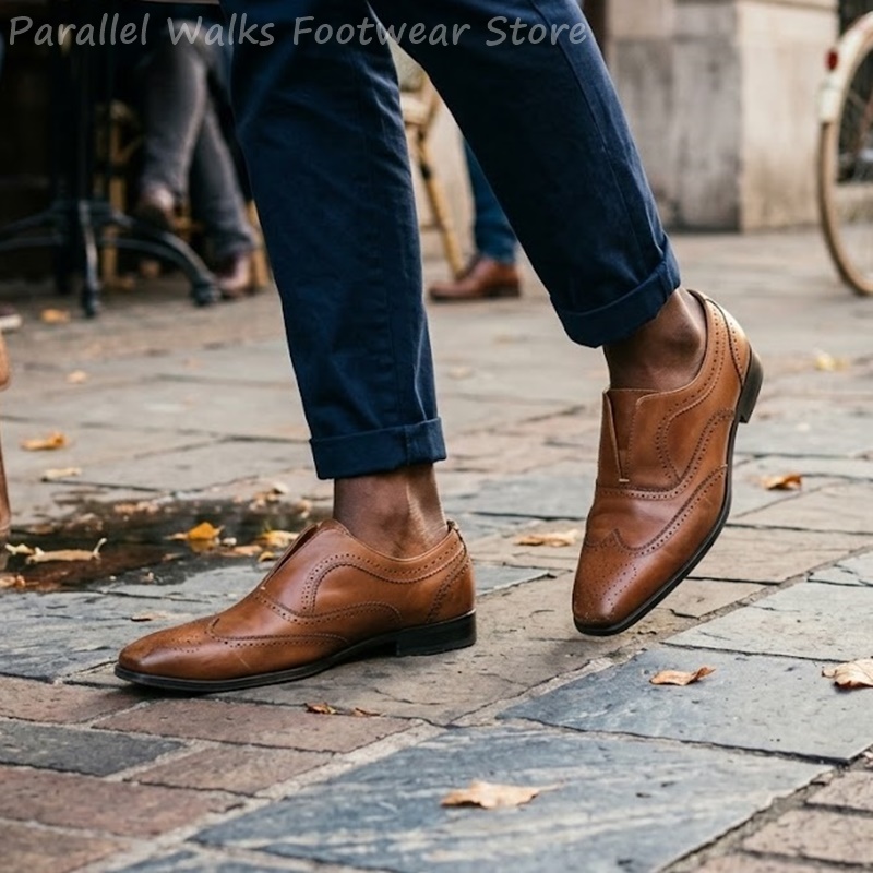 Sepatu Brogue Kulit Coklat Pri - Oxford Brogue Leather ulasan dan harga