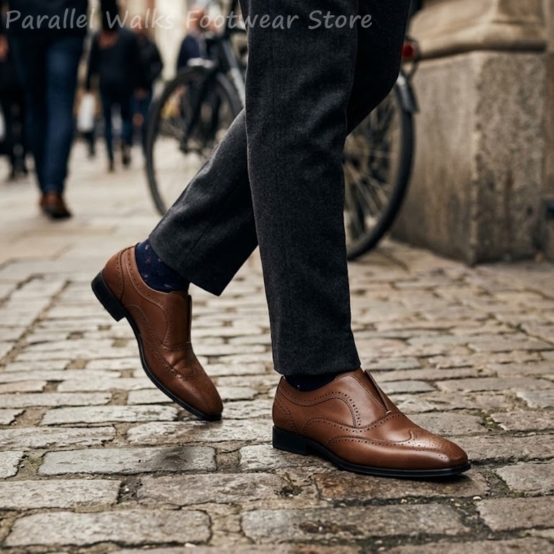 Sepatu Brogue Kulit Coklat Pri - Oxford Brogue Leather ulasan dan harga