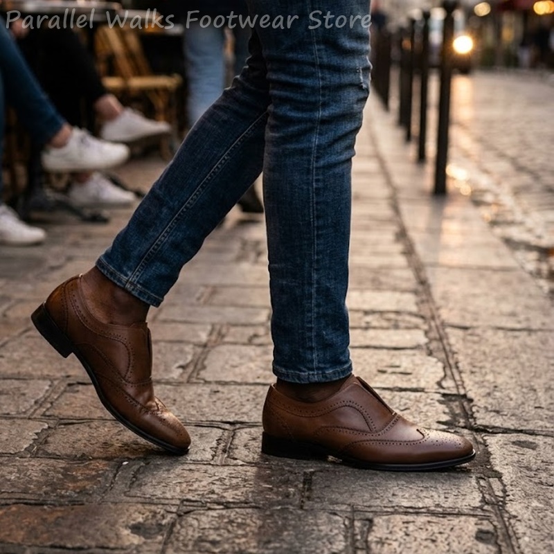Sepatu Brogue Kulit Coklat Pri - Oxford Brogue Leather ulasan dan harga