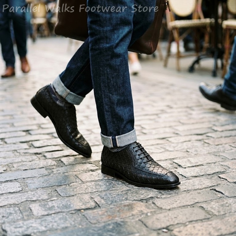 Sepatu Oxford Pria Kulit Embos - Oxford Brogue Leather ulasan dan harga