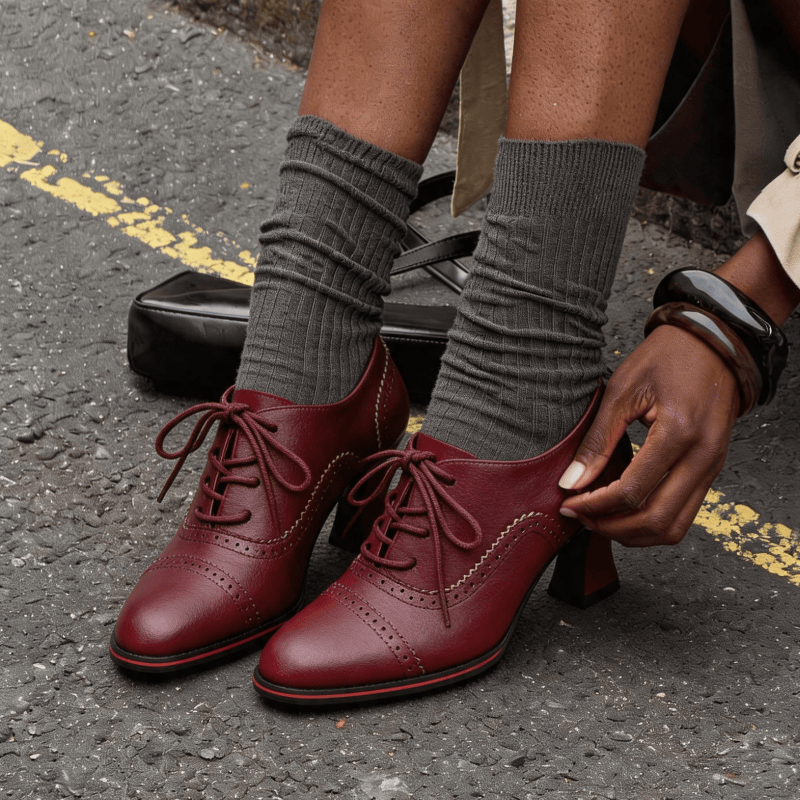 Sepatu Oxford Wanita dengan Ha - Oxford Brogue Leather ulasan dan harga